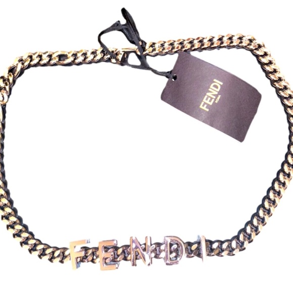Fendi NWT size 65 belt (or necklace) in silver metal tone with letters $1150msrp